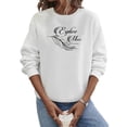 thumbnail image 1 of Frontwalk Sweatshirt for Women Feather Graphics Printed Pullover Long Sleeve Crewneck Basic Tops Casual Loose Blouse White M, 1 of 2