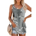 thumbnail image 1 of Frontwalk Tanks Tops For Women Plus Size Summer Tops Sleeveless Casual Tunic Blouse Boho Vest T-shirt Spaghetti Strap Shirt Holiday Beach Denim Cami Tops, 1 of 2