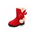 thumbnail image 1 of Frontwalk Toddler Girl Snow Boots Mid Calf Winter Boot Slip On Warm Shoes School Casual Kids Plush Lined Red 13little kids, 1 of 9