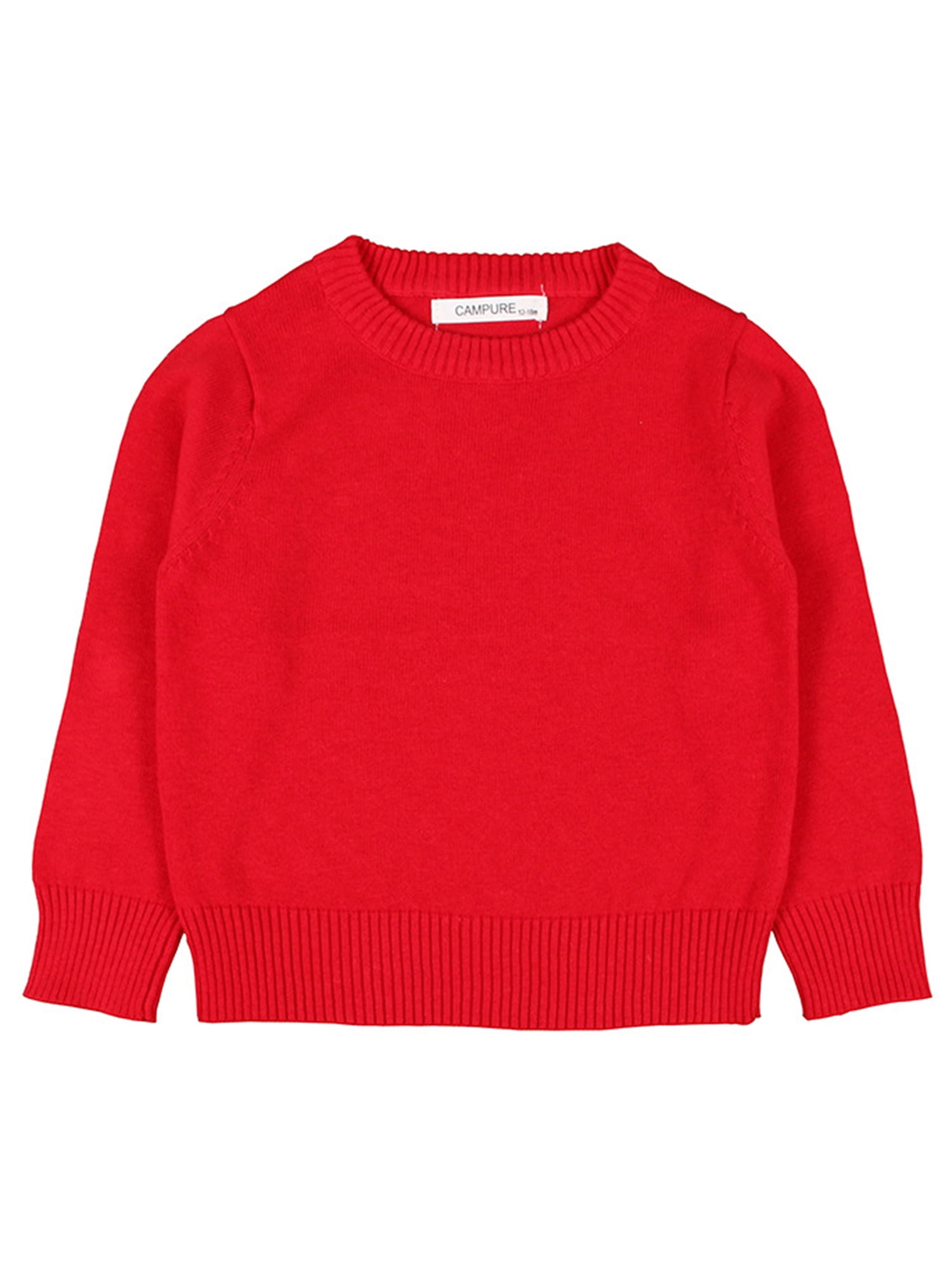 Frontwalk Toddler Thermal Solid Color Pullover Crew Neck Loose