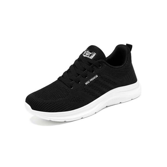 Frontwalk Unisex Running Shoe Lace Up Athletic Shoes Knit Upper Sneakers Outdoor Fashion Trainers Mens Sports Black (Women) 9