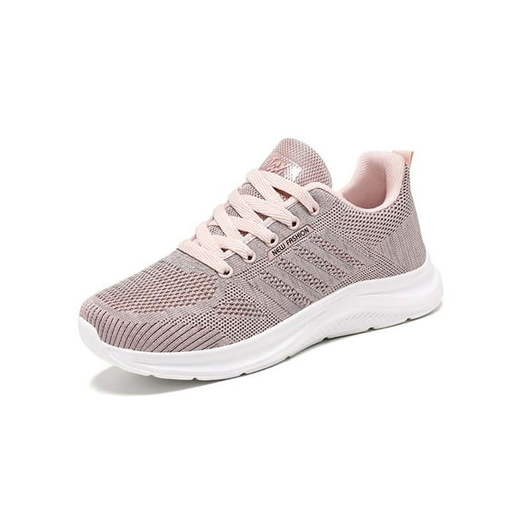 Frontwalk Unisex Running Shoe Lace Up Athletic Shoes Knit Upper Sneakers Outdoor Fashion Trainers Mens Sports Pink (Women) 9