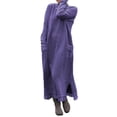 thumbnail image 1 of Frontwalk Winter Plus Size Kaftan Knitted Dress Women Solid Color Long Sleeve Silt Hem Midi Dresses Warm Tunic Loose Dress With Pockets Purple 3XL, 1 of 3