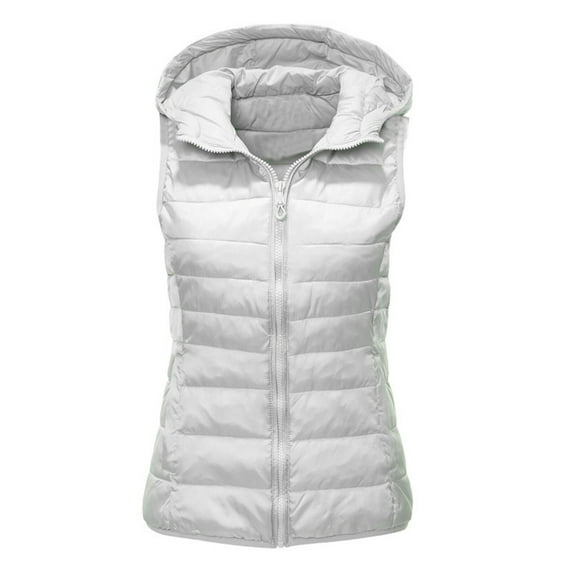 Frontwalk Winter Sleeveless Vest for Women Warm Full Zip Up Hooded Jacket Coat Outwear Plus Size Hoodies with Pocket