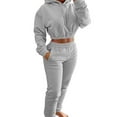 thumbnail image 1 of Frontwalk  Women 2 Piece Tracksuit Set Casual Sports Hoodies Sweatsuit Sweatpants Jogger Winter Long Sleeve Activewear Outfits for Ladies Light Grey S, 1 of 6