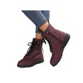 thumbnail image 1 of Frontwalk Womens Booties Side Zip Ankle Boots Lace Up Combat Boot Walking Non Slip Shoes Women Casual Wine Red 7, 1 of 8