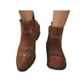 thumbnail image 1 of Frontwalk Women Ankle Boots Mid Heels Short Boot Embroidered Booties Work Lightweight Winter Shoes Womens Side Zip Bootie Brown 9, 1 of 8