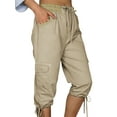 thumbnail image 1 of Frontwalk Women Baggy High Waist Midi Pants with Pockets Loose Fit Capris Pants Cargo Shorts, 1 of 3
