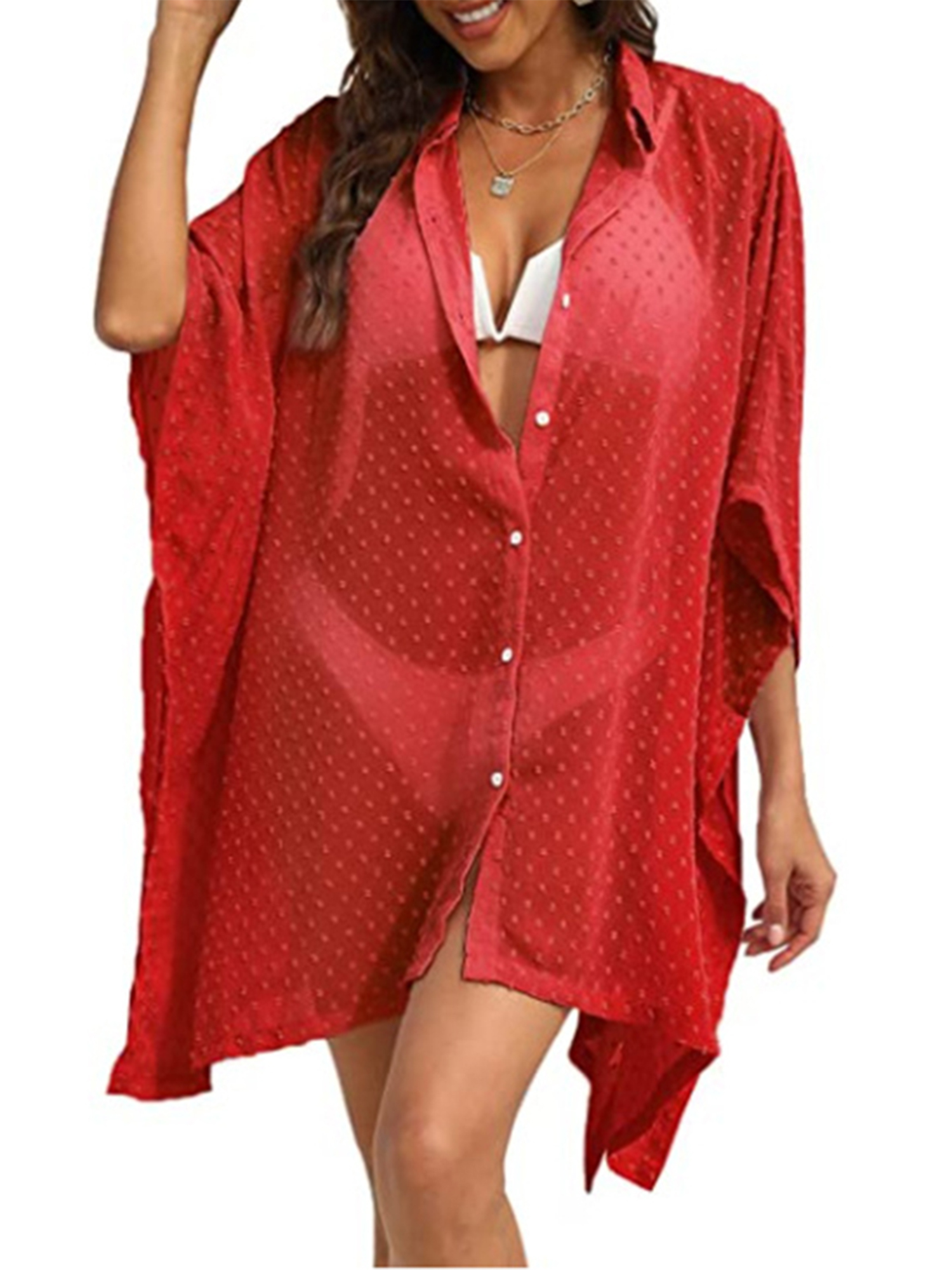 Frontwalk Women Beach Bathing Suit Holiday Loose Swim Bikini Swimsuit