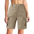 thumbnail image 1 of Frontwalk Women Bermuda Shorts Middle Rise Straight Leg Pants Knee Length Summer Beach Short With Pocket Dark Brown XL, 1 of 3
