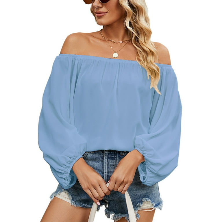 Sky blue off shoulder top deals