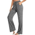 thumbnail image 1 of Frontwalk Women Bottoms Solid Color Trousers Elastic Waist Yoga Pants Workout Long Sweatpants Drawstring Jogger Pant Dark Gray S, 1 of 6