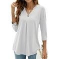 thumbnail image 1 of Frontwalk Women Casual Business Tops Ruched Loose Flowy Tunic Shirts V Neck Loose Fall Autumn T Shirt, 1 of 4