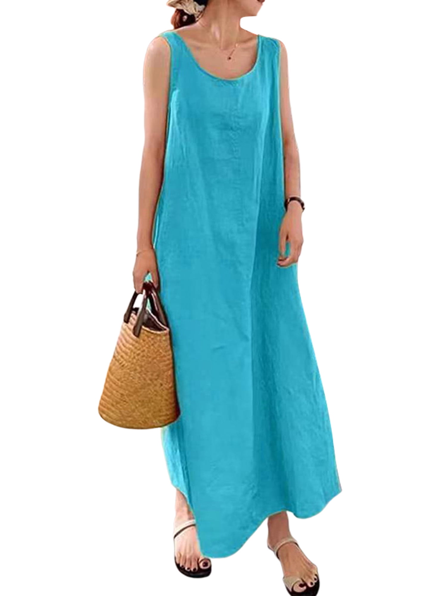 Frontwalk Ladies Long Maxi Dresses Sleeveless Summer Beach