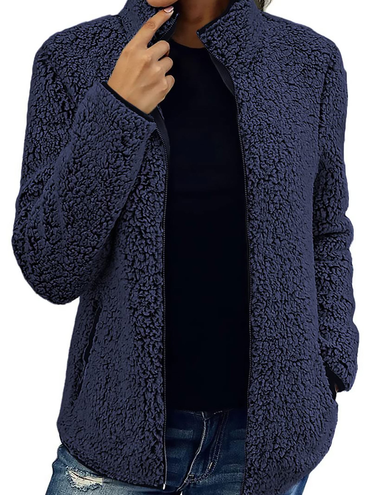 Plain navy blue fleece jacket best sale