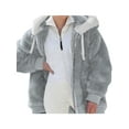 thumbnail image 1 of Frontwalk Women Coat Long Sleeve Outwear Fuzzy Fleece Jacket Holiday Thicken Overcoats Hoodie Light Gray 3XL, 1 of 2