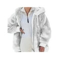 thumbnail image 1 of Frontwalk Women Coat Long Sleeve Outwear Fuzzy Fleece Jacket Holiday Thicken Overcoats Hoodie White M, 1 of 2