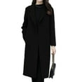 thumbnail image 1 of Frontwalk Women Coat Long Sleeve Outwear Single-breasted Jacket Outdoor Warm Trench Coats Plain Overcoat Black 3XL, 1 of 3