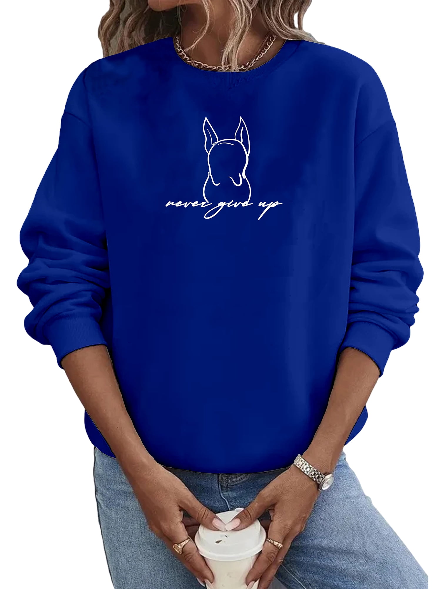 Frontwalk Women College Sweatshirt Animal Printed Crewneck Pullover ...