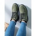 thumbnail image 1 of Frontwalk Women Combat Boot Lug Sole Winter Boots Plush Lined Ankle Booties Work Comfortable Shoes Ladies Casual Short Bootie Green 6, 1 of 9