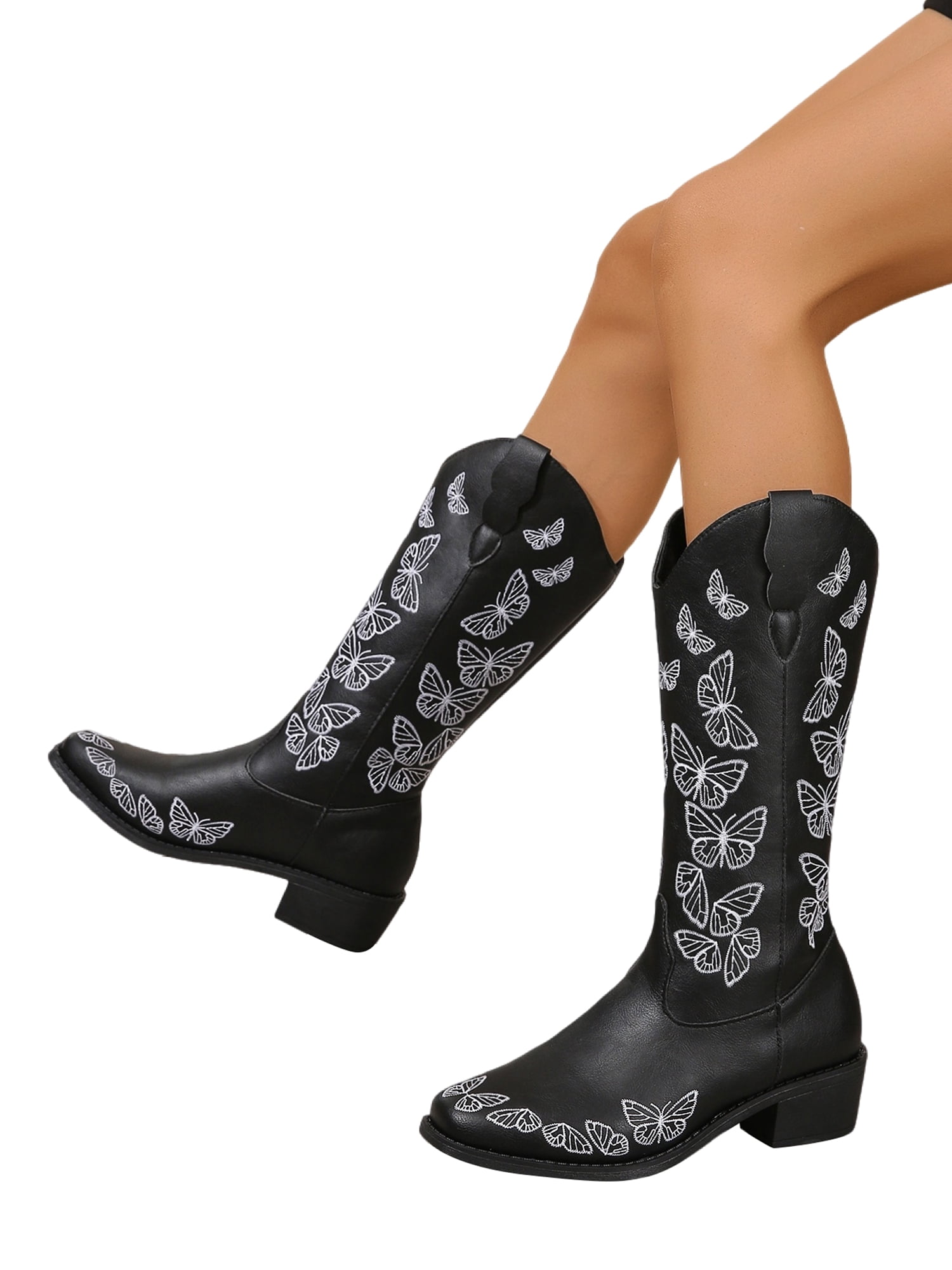 Frontwalk Women Cowgirl Boots Mid Calf Western Boot WideCalf Shoes