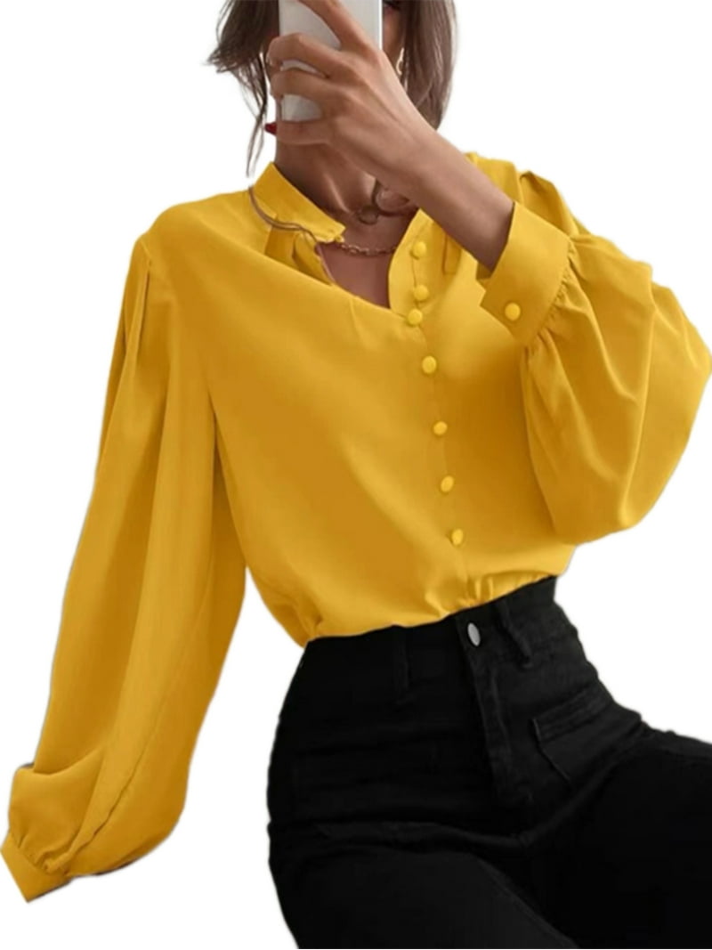 Frontwalk Women Large Business Dressy Tunic, Lantern Sleeve Formal