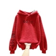 thumbnail image 1 of Frontwalk Women Flannel Hoodies Letters Printed Pullover Hooded Sherpa Sweatshirt Winter Casual Jumper Tops Long Sleeve Fleece Hoodie Red S, 1 of 2