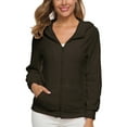 thumbnail image 1 of Frontwalk Women Front Zip Sherpa Hoodie Coat Casual Long Sleeve Fleece Sherpa Cardigans Solid Color Fall Sweatshirt Coffee L, 1 of 3