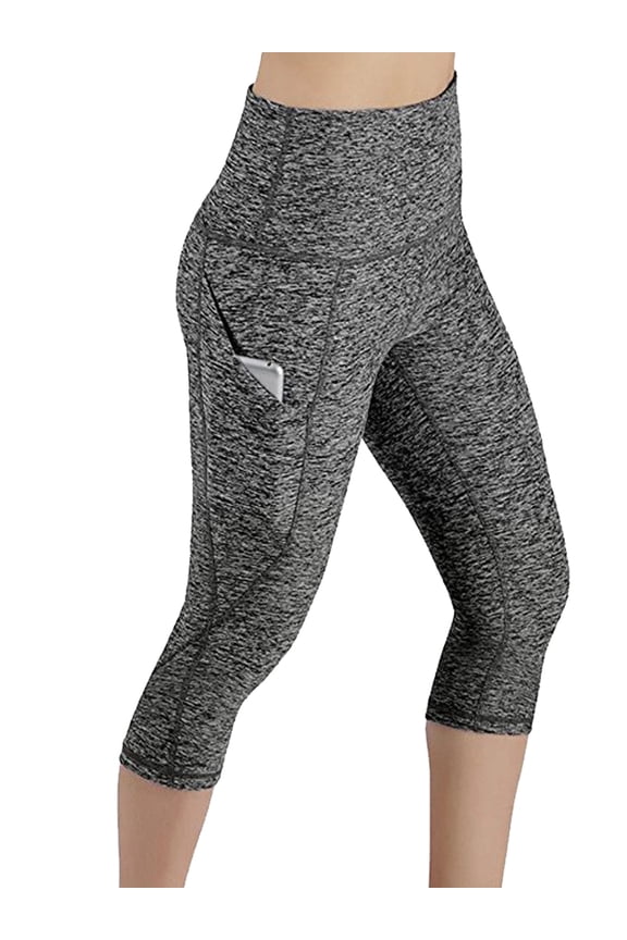 Women High Waist Capris Leggings Activewear Workout Running Cropped Pants with Pockets