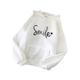 thumbnail image 1 of Frontwalk Women Hoodies Smile Sweatshirt Long Sleeve Hooded Tops Ladies Casual Pullover Letter Print White XL, 1 of 2