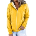 thumbnail image 1 of Frontwalk Women Hoodies Solid Color Hoodie Jackets Long Sleeve Hooded Sweatshirts Ladies Loose Fit Outwear Zip Up Jacket Yellow M, 1 of 2
