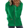thumbnail image 1 of Frontwalk Women Hoodies Zip Up Hooded Sweatshirts Drawstring Hoodie Jacket Ladies Warm Hood Sweatshirt Long Sleeve Green M, 1 of 2