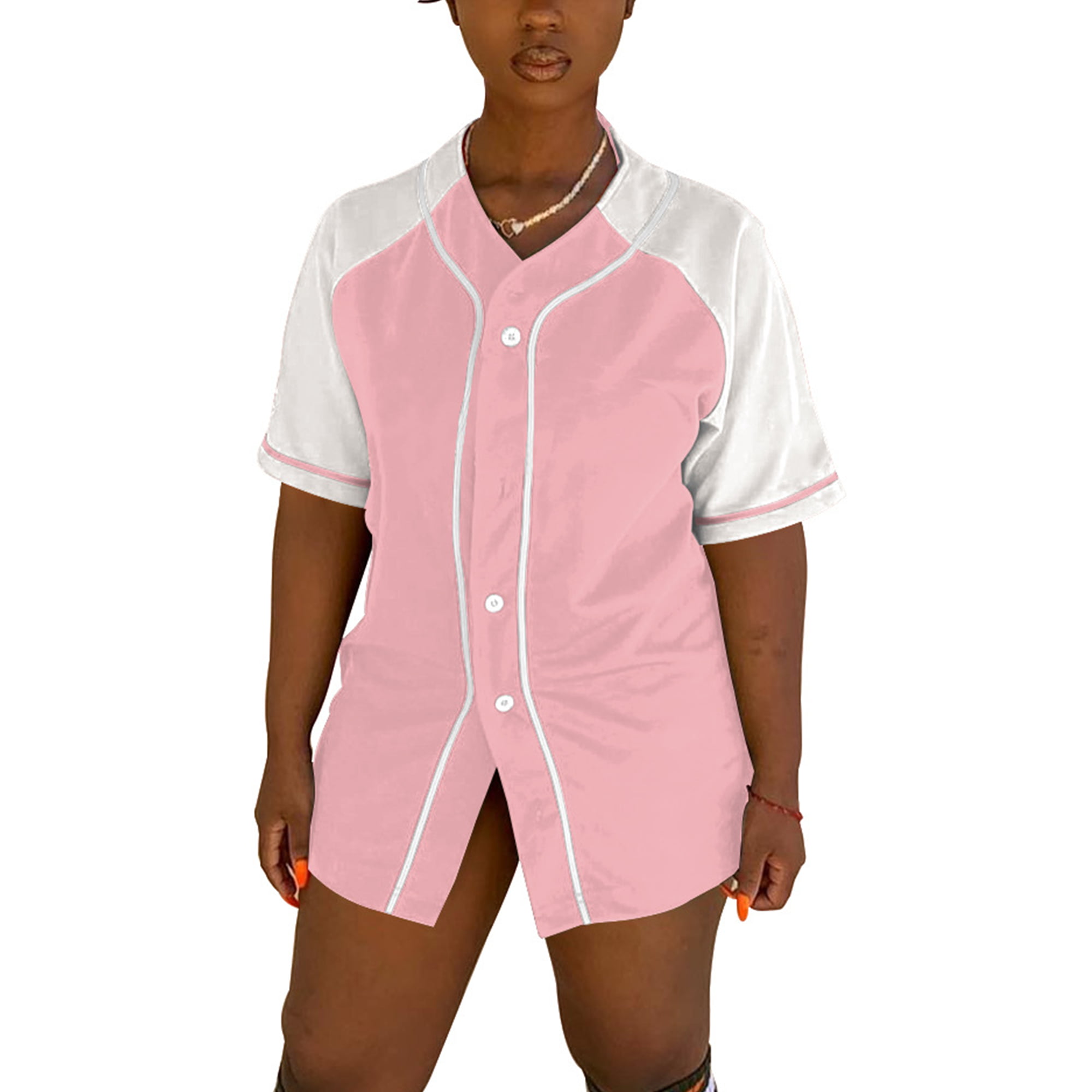 womens pink baseball jersey