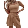 thumbnail image 1 of Frontwalk Women Jogger Set Elastic Waist Two Piece Outfit Solid Tank+Shorts Ladies Casual Lounge Sets Sleeveless Color L, 1 of 2