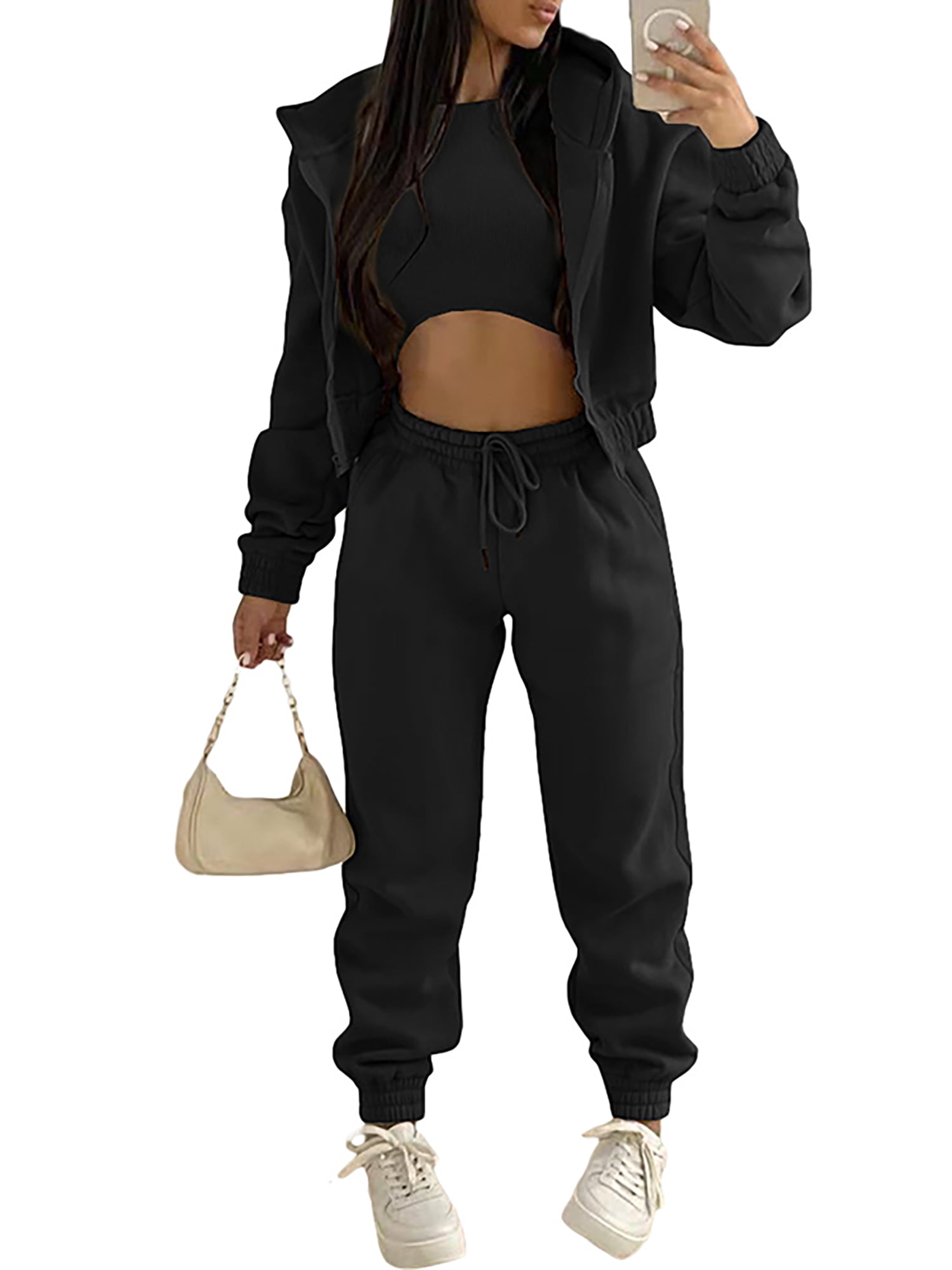Crop Top Cute Womens Sweat Suits Sweatsuit Nike Crop Top Set Out