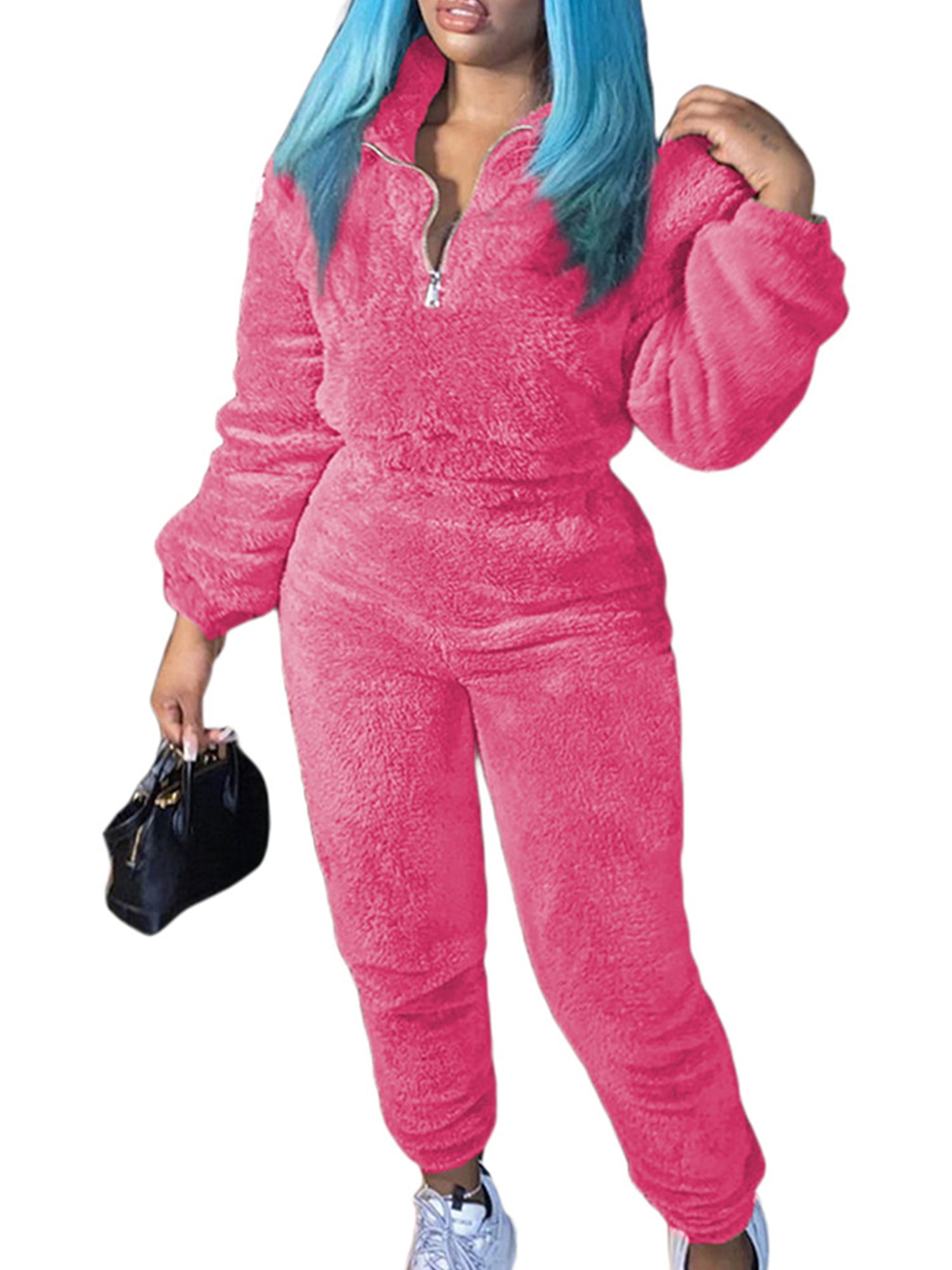 Frontwalk Women Jogging Sets Fleece Winter Warm Tracksuit Long Sleeve