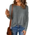 thumbnail image 1 of Frontwalk Women Jumper Tops Long Sleeve Sweater Crew Neck Knitted Sweaters Ladies Casual Pullover Solid Color Grey XL, 1 of 3