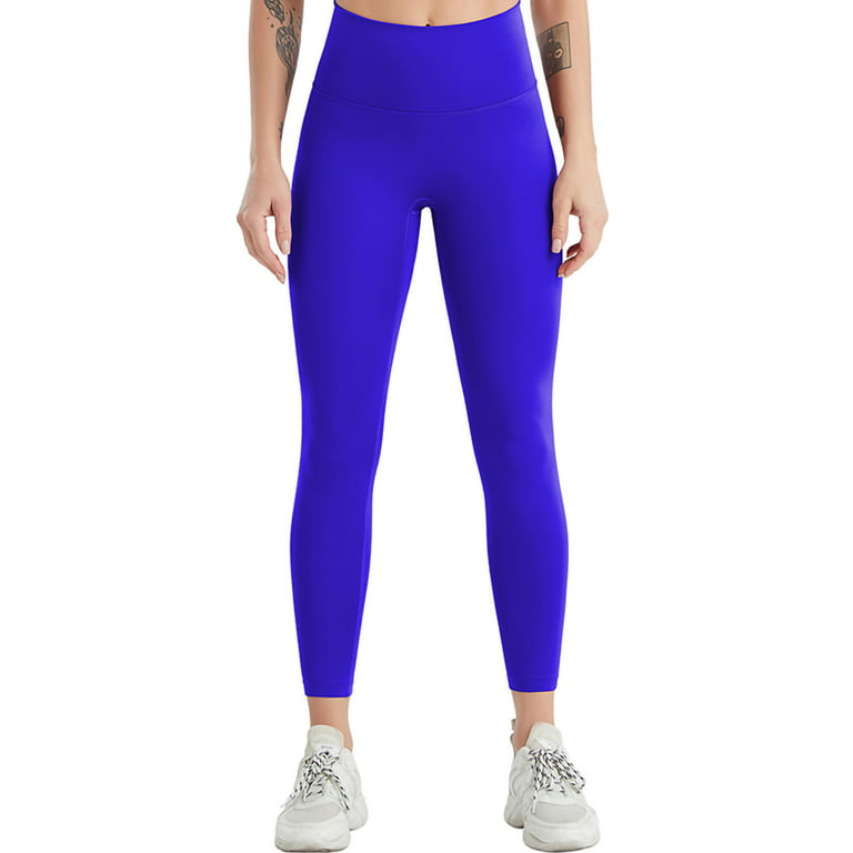 Frontwalk Women Leggings High Waist Sport Trousers Solid Color Yoga Pants  Fitness Stretch Bottoms Tummy Control Workout Pant Light Blue M 