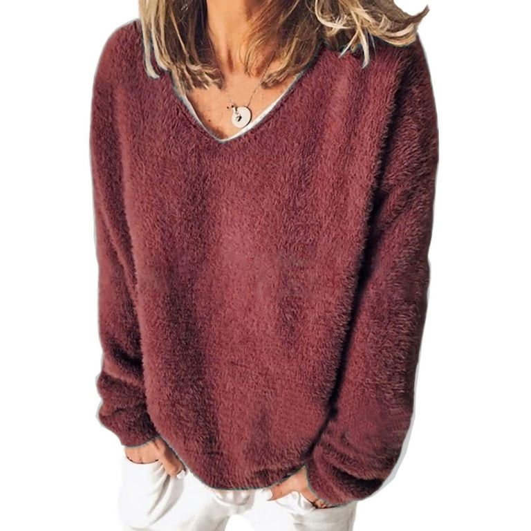 Frontwalk Women Leisure Solid Color Sweatshirt Long Sleeve Cozy
