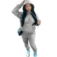 thumbnail image 1 of Frontwalk Women Long Sleeve Tracksuit Hooded Neck Casual Jogging Suits Solid Color Pullover Autumn Winter Sweatshirts And Sweatpants Gray 5XL, 1 of 3