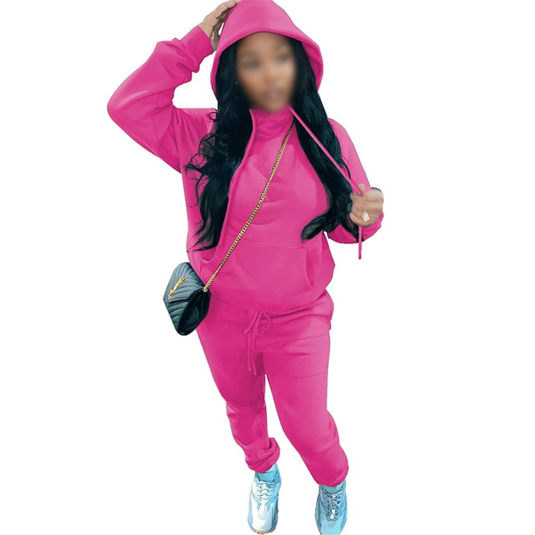 Frontwalk Jogging Suits For Womens 2 Piece Long Sleeve Sweat Suit Solid  Color Winter Fleece Tracksuits Blue S