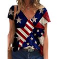thumbnail image 1 of Frontwalk Women Loose Fit V Neck Tunic Blouse Casual Short Sleeve Star Print T Shirts Summer Tops 3# XL, 1 of 2