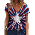 thumbnail image 1 of Frontwalk Women Loose Fit V Neck Tunic Blouse Casual Short Sleeve Star Print T Shirts Summer Tops 7# 3XL, 1 of 2