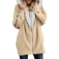 thumbnail image 1 of Frontwalk Women Loose Fluffy Sweatshirt Thicken Casual Jacket Hooded Winter Warm Cardigan Beige XXL, 1 of 2
