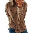 thumbnail image 1 of Frontwalk Women Loose Side Slit Tunic Blouse Baggy Sweatshirt Tops Stars Print Work T Shirt Khaki L, 1 of 2