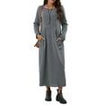 thumbnail image 1 of Frontwalk Women Maxi Dress Long Sleeve Sweatshirts Dresses Solid Color Ladies Casual Crew Neck Light Gray XL, 1 of 6