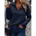 thumbnail image 1 of Frontwalk Women Pullover Zip Up Sweatshirts Long Sleeve Sweatshirt Ladies Loose Fit Tops Stand Collar Navy Blue L, 1 of 6