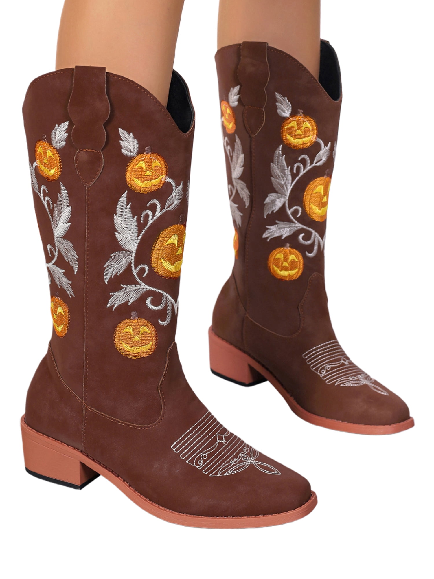 Frontwalk Women Riding Booties Block Low Heels Cowboy Boots Pointed Toe ...