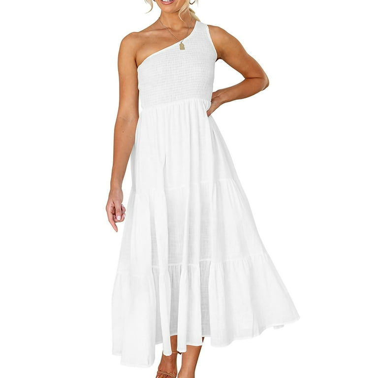 Frontwalk Ladies Long Dress Off Shoulder Summer Beach Sundress