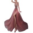 thumbnail image 1 of Frontwalk Women Solid Color Prom Maxi Dresses Strappy Mesh Summer Beach Sundress Glitter Holiday Long Dress, 1 of 4